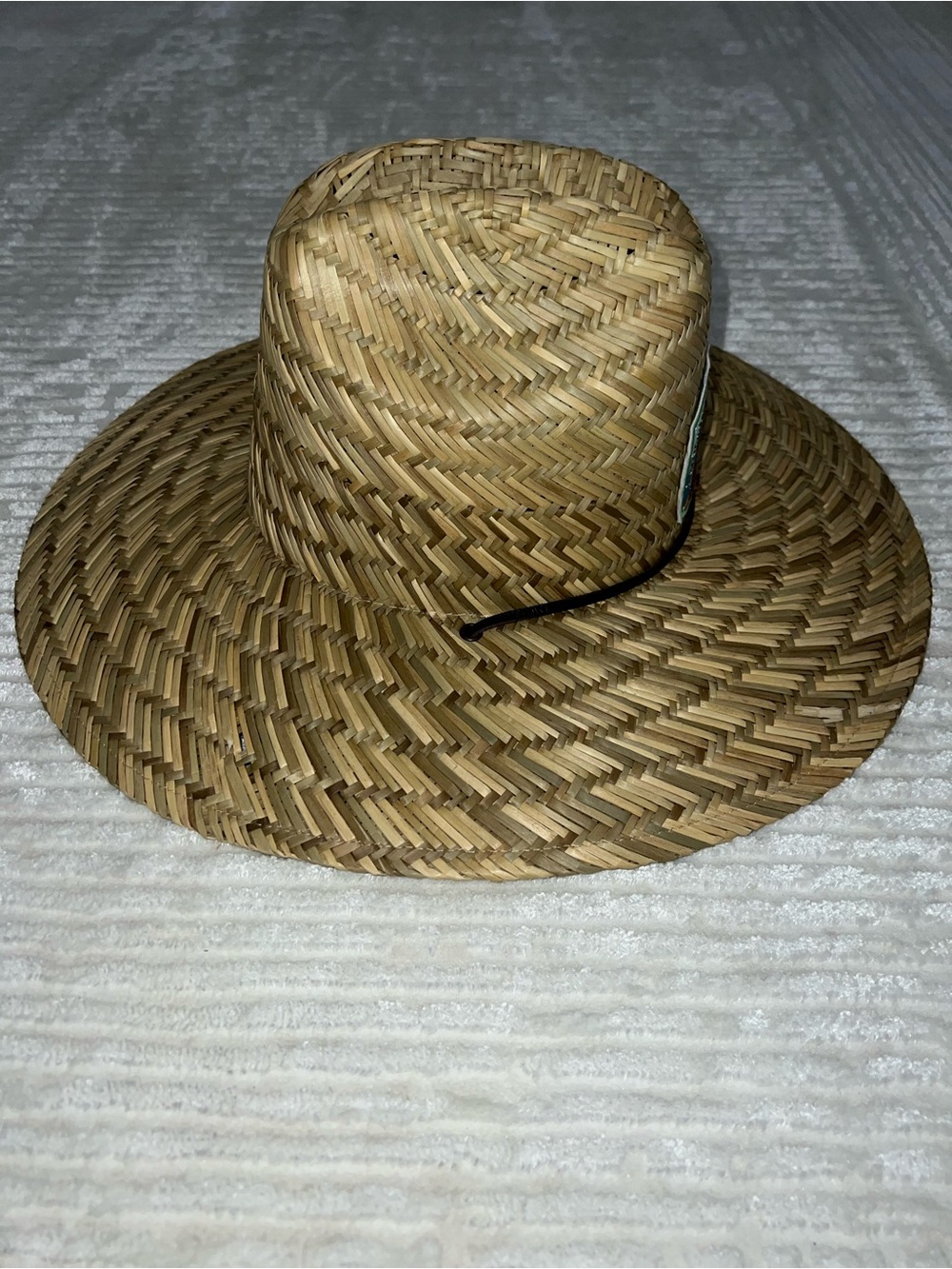 Anthropologie Natural Straw Sun Hat with Colorful Tropical Patch - Picture 6 of 9